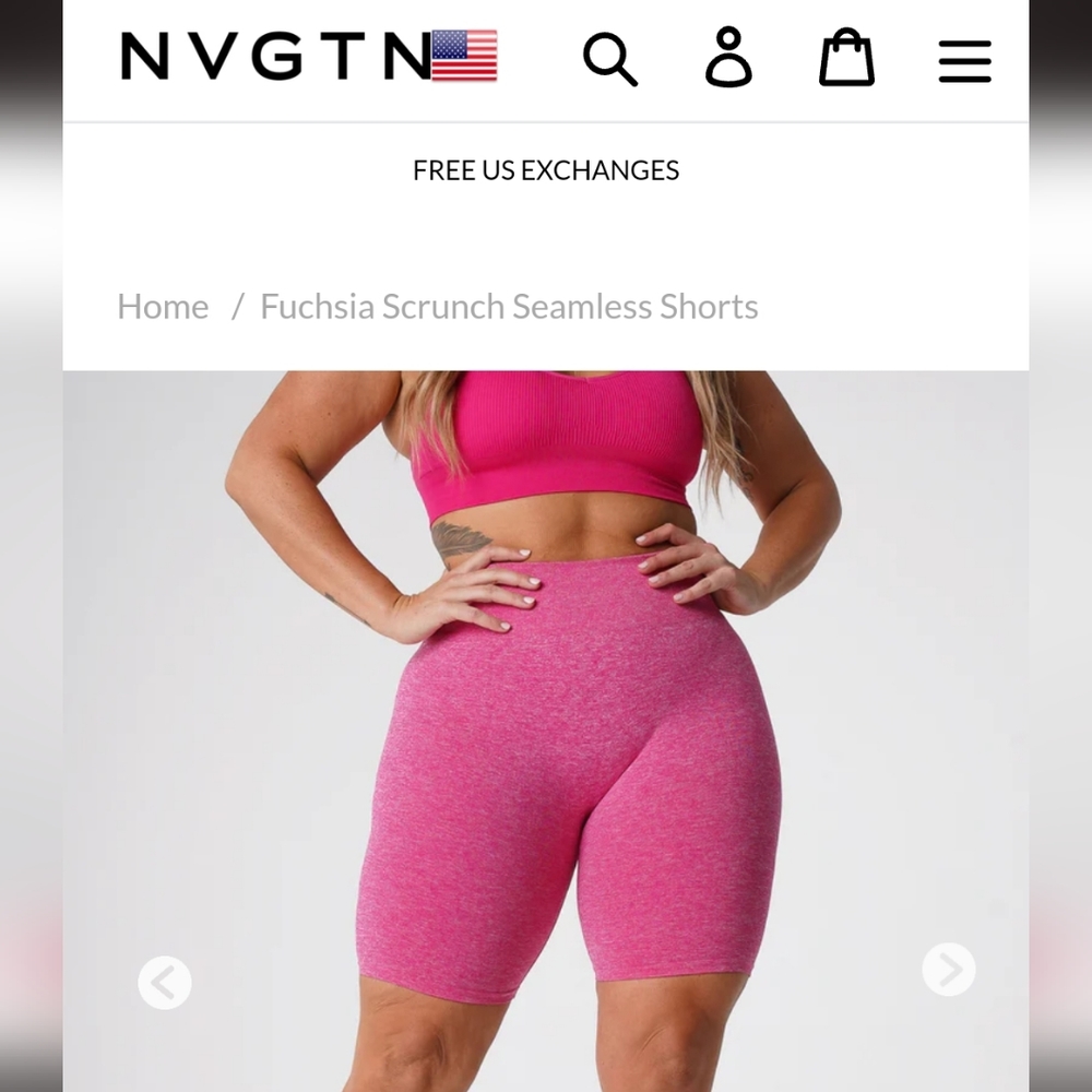 NVGTN Size M- Fuchia Scrunch Seamless Shorts